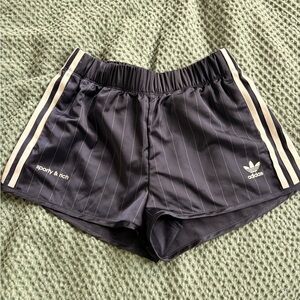 Adidas Women's Black Athletic Shorts with White Stripes